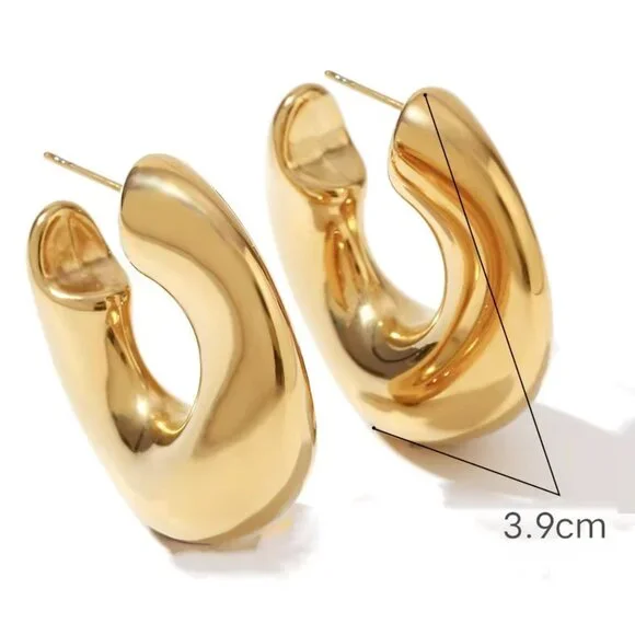 Abstract  Geometric Hoop Earring , Gold, Silver, 304 Stainless Steel - Picture 5 of 9